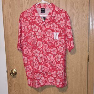 Nebraska Cornhuskers Shirt Men's Red NCAA Football Hawaiian Camp Aloha L